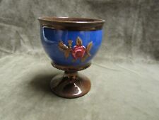 Early 1900's Copper Lustre Art Pottery England Rose Design Blue Band Goblet