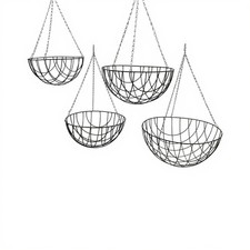 12" 14" 16" 18"  Wire Hanging Baskets Round Metal Coated Green Planter