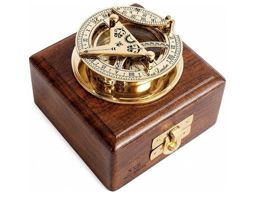 Brass sundial compass - brass,
