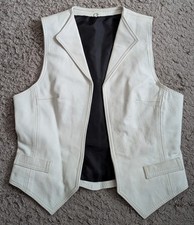Wallace Sacks women's chic open white leather waistcoat - Vgc - UK size 12