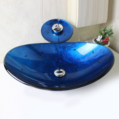 Bathroom oval glass vessel - oval,
