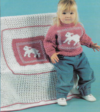 Toddler's Little Lamb Sweater & Blanket crochet pattern instructions
