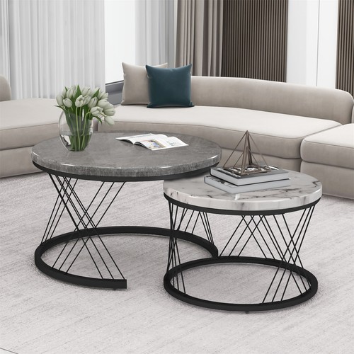 Round nesting coffee table - nesting,