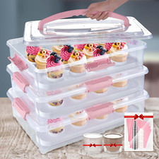 Pink 3-Tier Cupcake Carrier -