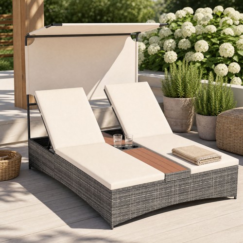 Person rattan sun lounger - sun,