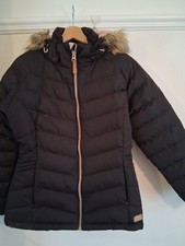 Ladies Trespass Waterproof Windproof L/Uk14 Black Jacket  Faux Fur Trimmed Hood