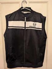 retro sergio tacchini track top Medium Blue White Sleeveless 80s Casuals Jacket
