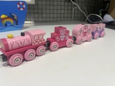 Wooden Pink Train And Carriages