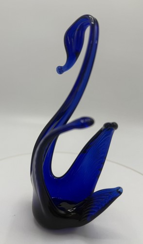 Swan hand blown cobalt - swan, blue