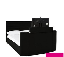  KINGSLEY FAUX LEATHER TV BED KING BLACK Bed Frame - Fits Up To 32 Inch TV