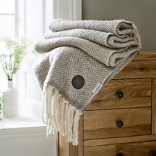 Moorland 100% Brushed Wool Throw Blanket - Soft, Warm, Natural - 3 Colours