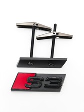 Audi S3 Front Honeycomb Grill Badge Emblem Gloss Black Red