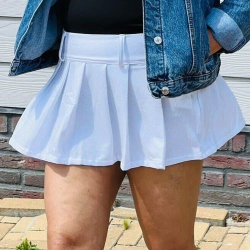 Women white plaid pleated - women's,