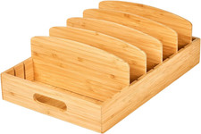 Food Container Lids Organizer for Kitchen Cabinet and Drawer, Bamboo Organizer