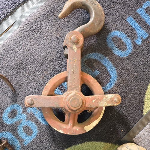 Heavy iron pulley - pulley, old