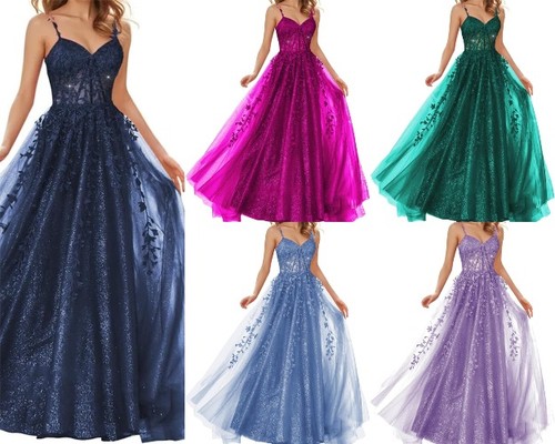 Tulle line prom dress - tulle,