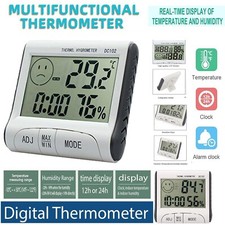 Indoor Digital Thermometer Home Clock Hygrometer Humidity Temperature Meter LCD
