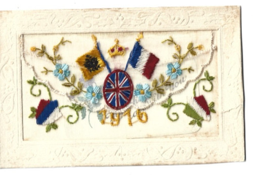 Silk postcard ww1 - postcard,