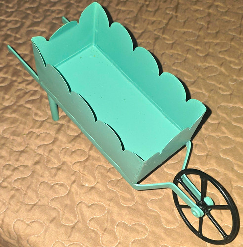 Turquoise metal wheelbarrow - metal,