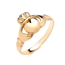 9ct Yellow Gold on Silver Irish Celtic CLADDAGH Ring size K to S Love Loyalty &