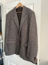 mens harris tweed jacket, size 48L brown with blue/grey flecks
