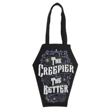 GOTH CULT COFFIN SHAPED "THE CREEPIER THE BETTER" TOTE BAG, BN, FREE POST(55224)