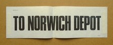 British Rail carriage window label TO NORWICH DEPOT
