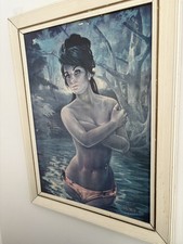 J H Lynch The Water Nymph 1960s Large Print original frame Kitch
