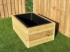 Raised Garden Pond Wooden Decking Water Feature 84x55x36 cm 90L Solid Tub Liner