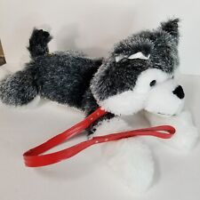 Classic Toy Co Husky Dog Plush Red Leash Stuffed Animal 22 Inches Lays Flat