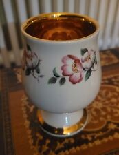 Prinknash Pottery Glos Lustre Cup Goblet Floral Gold Postage Incl