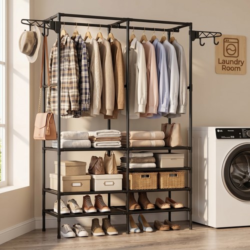 Double rods clothes rack - clothes,