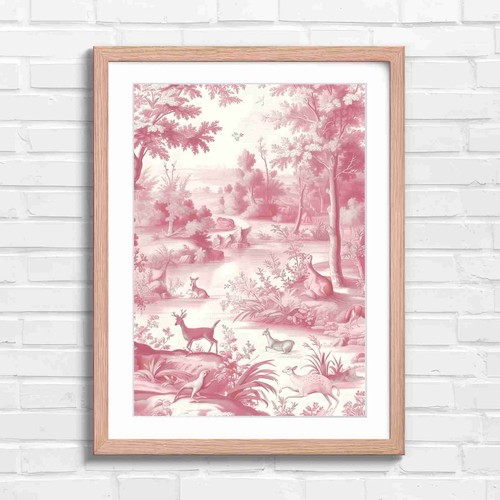 Pink toile jouy - pink,