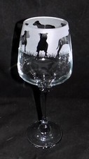 New 'STAFFORDSHIRE BULL TERRIER' Hand Etched Large Wine Glass with Gift Box