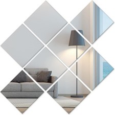 10PCS DIY Acrylic Mirror Tiles Wall Sticker Self Adhesive Stick-On Thick Mirror