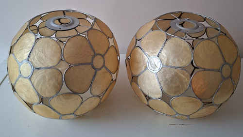 Vintage capiz shell floral - 2, x