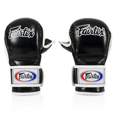 Fairtex FGV15 Leather MMA Sparring Gloves Black Training Mitts Fight Open Palm