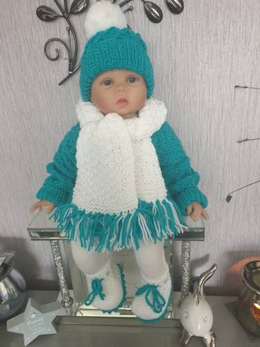 Hand knitted baby outfit doll - hand, (doll