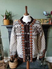 Dale Of Norway Vintage Wool Cardigan Fair Isle Nordic Orange Brown S Unisex