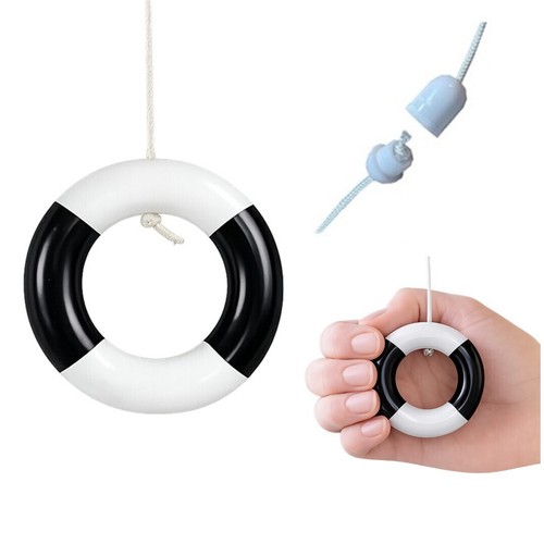 Wooden black white life ring - wooden,