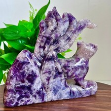 2.2LB Natural Purple Crystal Handmade Nine Tailed Fox - Rare Collectibles