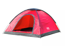 Pro Action Tent 4 Person 1 Room Dome Camping Carry Bag Festival Red #154