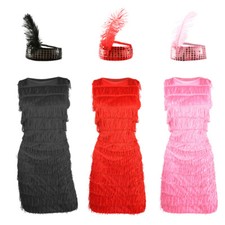 Women's 1920s Flapper Dress 20s 30s Costume Charleston Gatsby Ladies Fancy Dress