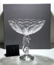 *NEW* Waterford Crystal SEAHORSE (2002-2017) Pedestal Center Boat Bowl 12" NIB