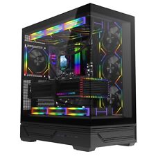 Black Full ATX Gaming PC Case Tempered Glass Panels 4x Infinity PWM ARGB LED Fan