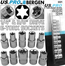 US PRO E TORX External E Torx Female Torx Sockets 1/4" 3/8" Drive Sockets E-Torx