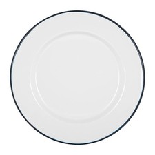 1x Navy 25.5cm White Enamel