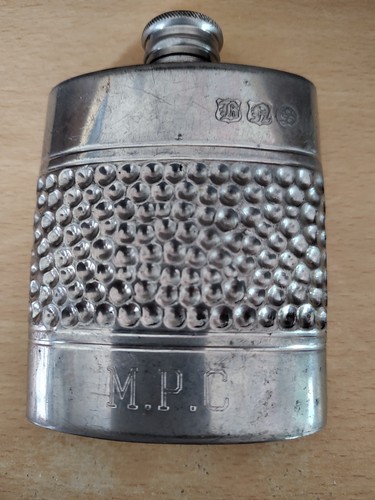 Vintage pewter hip flask - pewter,