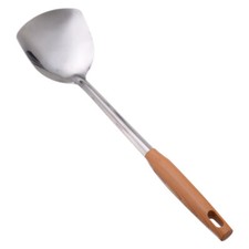 Traditional Chinese Wok Spatula - Tool with Wooden Handle