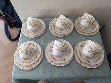 Vintage Colclough bone china 6 teacups Saucers plates 18 pcs tea set Angela. 